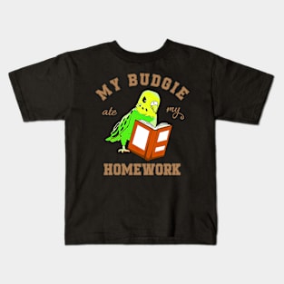 Birdie Brigade: My Budgie Ate My Homework Graphic Tee Kids T-Shirt